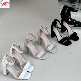 Women Fashion 3 Inches Block Heels Sandals Luxurious Fairy Style Glamour  Embellished Chunky Faux Suede Comfortable and Stylish for Any Occasion for Summer Black, White, Beige