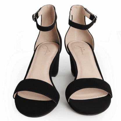 Women Fashion Mid Block Heels Sandal Faux sude leather black and Beige Easy to Wear Comfortable every Function party office casual - Image 2