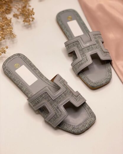 Women Fashion Luxurious Denim Jeans Elegance Casual Flat Slippers ,Sandal Perfect for Summer Wear - Comfortable and Stylish for Any Occasion Black, Brown, Blue, Grey - Image 5