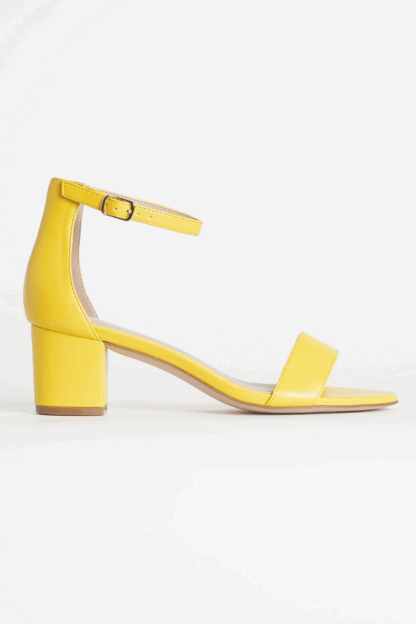 Yellow Mid Block Heels for Women – Bridal, Party, Wedding & Casual Wear Sandals - Image 3