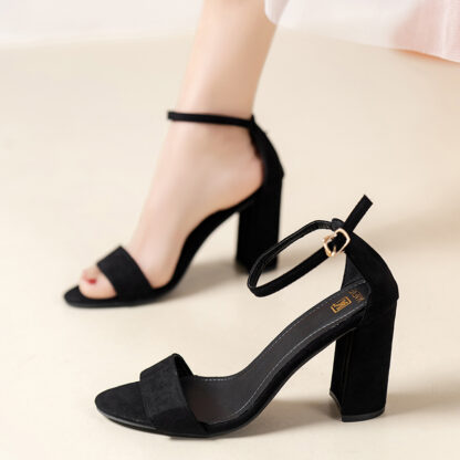 Women Fashion 3 Inches Block Heels Sandal Black Color - Image 2