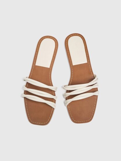 Women Fashion Luxurious Curve Strip Fairy Style Casual Slippers ,Sandal Perfect for Summer Wear - Comfortable and Stylish for Any Occasion Golden, White - Image 5