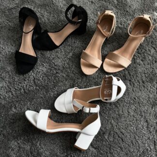 Women Fashion Luxurious Fairy Style Glamour Block Heels Sandals Embellished Chunky Faux Suede Comfortable and Stylish for Any Occasion for Summer Black, White, Beige