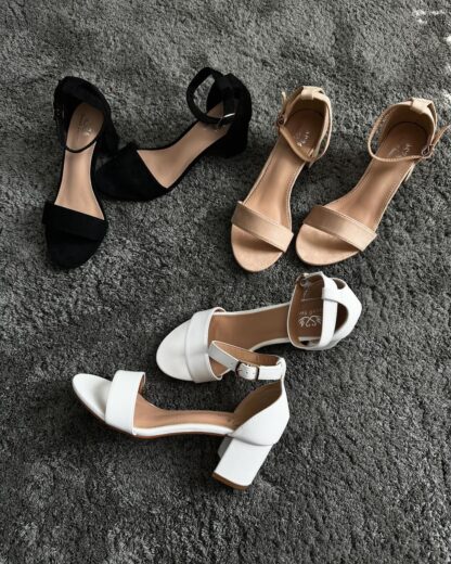 Women Fashion Luxurious Fairy Style Glamour Block Heels Sandals Embellished Chunky Faux Suede Comfortable and Stylish for Any Occasion for Summer Black, White, Beige