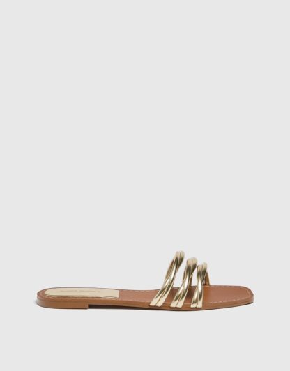 Women Fashion Luxurious Curve Strip Fairy Style Casual Slippers ,Sandal Perfect for Summer Wear - Comfortable and Stylish for Any Occasion Golden, White - Image 4