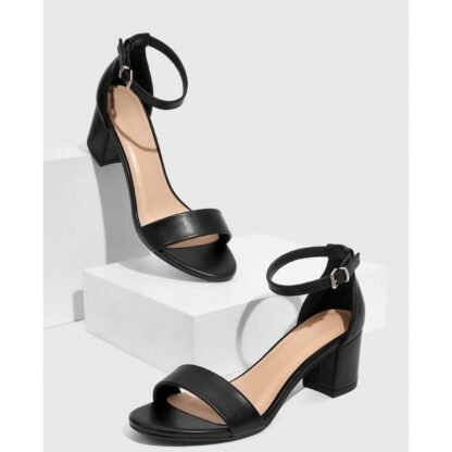 Women's Black Mid Block Heel Sandals – Casual, Wedding, Party & Bridal Wear - Image 3