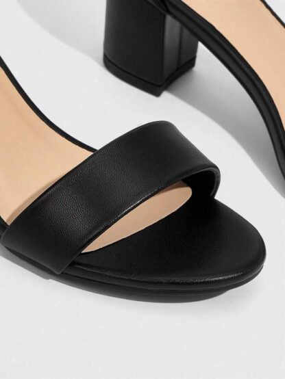 Women's Black Mid Block Heel Sandals – Casual, Wedding, Party & Bridal Wear - Image 4