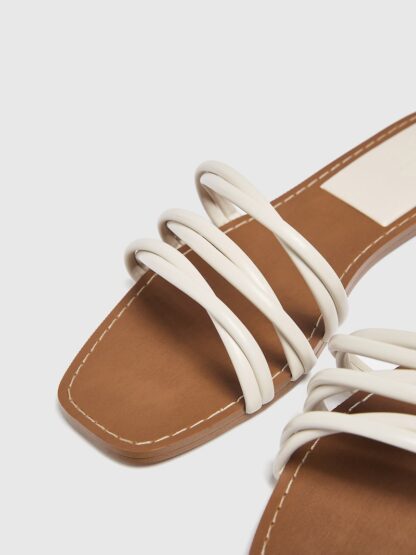 Women Fashion Luxurious Curve Strip Fairy Style Casual Slippers ,Sandal Perfect for Summer Wear - Comfortable and Stylish for Any Occasion Golden, White - Image 6