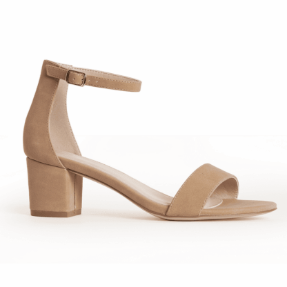 Women Fashion Mid Block Heels Sandal Faux sude leather black and Beige Easy to Wear Comfortable every Function party office casual - Image 4