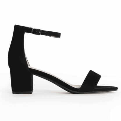 Women Fashion Mid Block Heels Sandal Faux sude leather black and Beige Easy to Wear Comfortable every Function party office casual