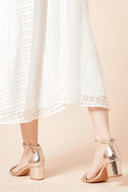 Golden Mid Block Heel Sandals for Women – Bridal, Wedding, Party & Casual Wear - Image 3