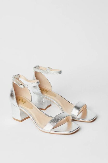 Women's Silver  Mid Block Heel Sandals - Casual, Party, Bridal & Wedding Heels for Elegant Footwear - Image 2