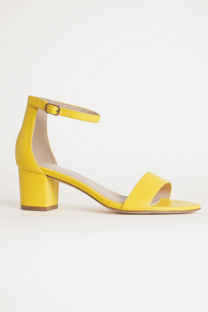 Yellow Mid Block Heels for Women – Bridal, Party, Wedding & Casual Wear Sandals - Image 2