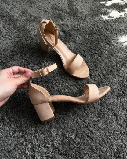 Women Fashion Luxurious Fairy Style Glamour Block Heels Sandals Embellished Chunky Faux Suede Comfortable and Stylish for Any Occasion for Summer Black, White, Beige - Image 3