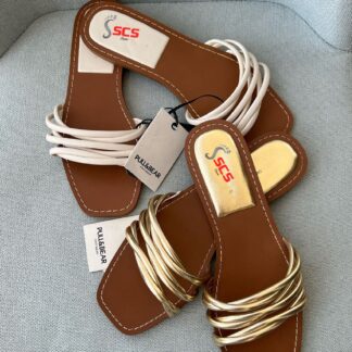 Women Fashion Luxurious Curve Strip Fairy Style Casual Slippers ,Sandal Perfect for Summer Wear - Comfortable and Stylish for Any Occasion Golden, White