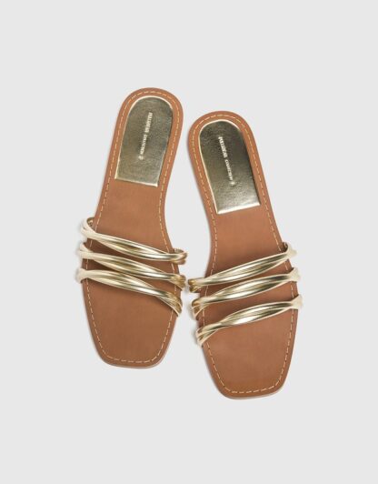 Women Fashion Luxurious Curve Strip Fairy Style Casual Slippers ,Sandal Perfect for Summer Wear - Comfortable and Stylish for Any Occasion Golden, White - Image 10